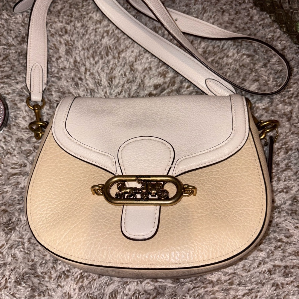 Coach Cream and Tan Crossbody Bag